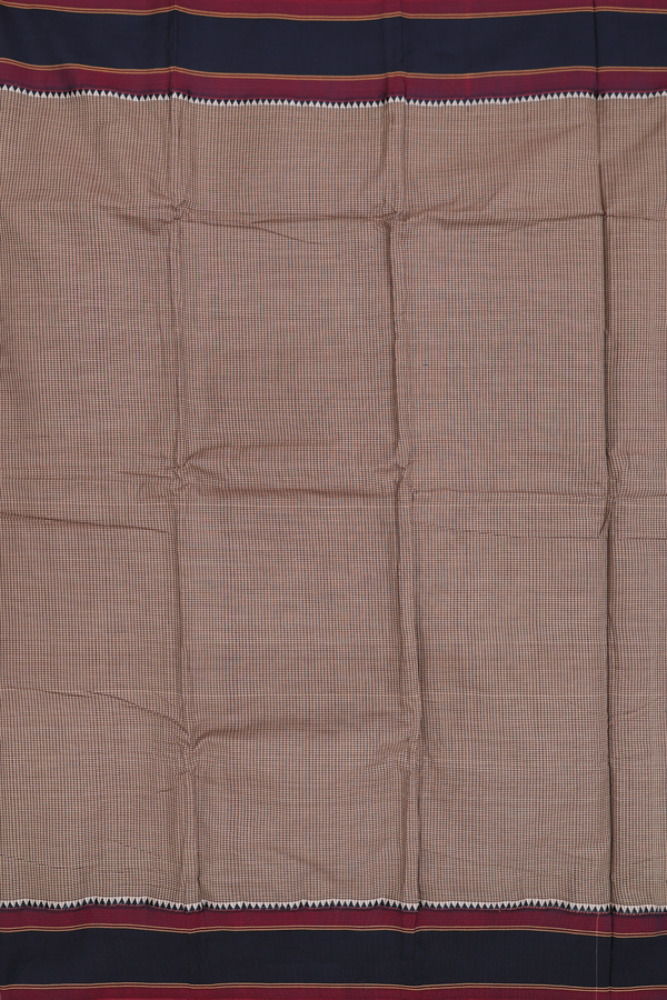 Dharwad Cotton Saree In Brown With Checks Design