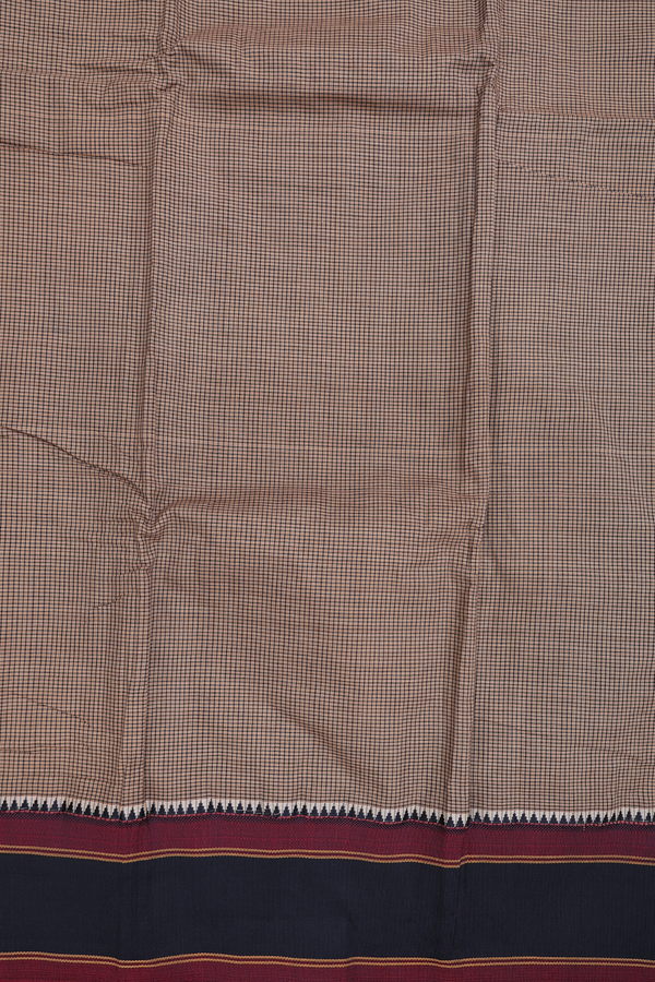 Dharwad Cotton Saree In Brown With Checks Design