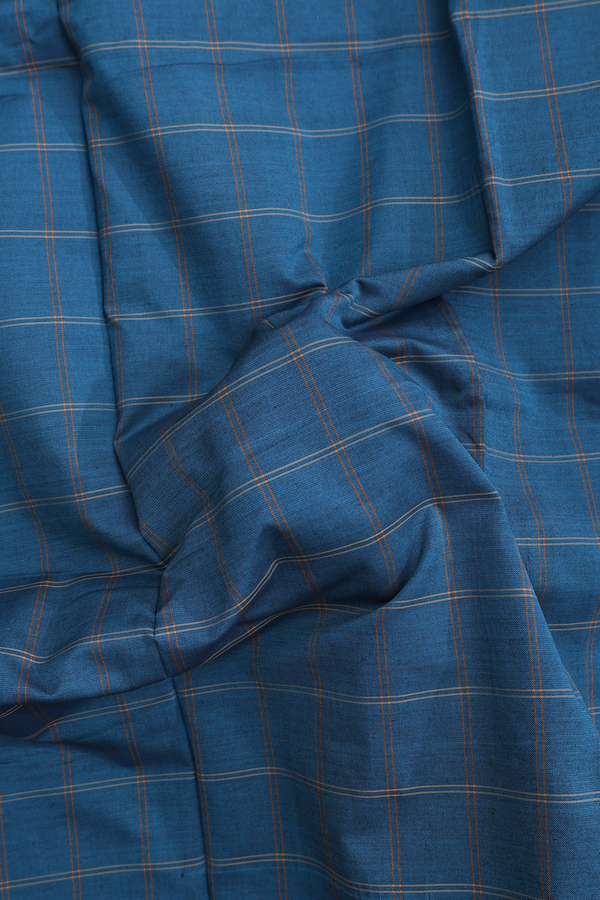 Dharwad Cotton Saree In Blue With Checks Design