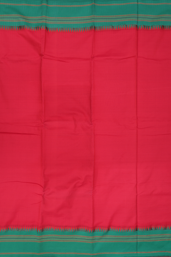 Dharwad Cotton Saree In Chilli Red With Contrast Border