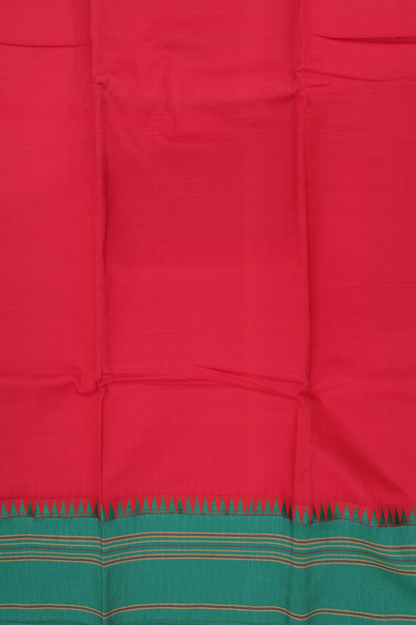 Dharwad Cotton Saree In Chilli Red With Contrast Border