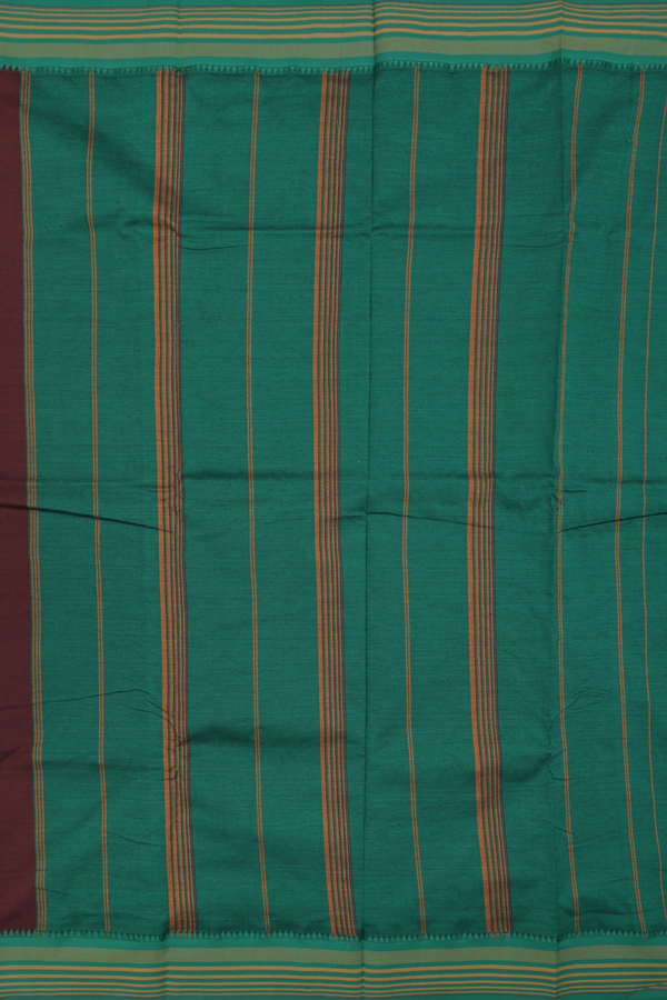 Dharwad Cotton Saree In Coffee Brown With Contrast Border