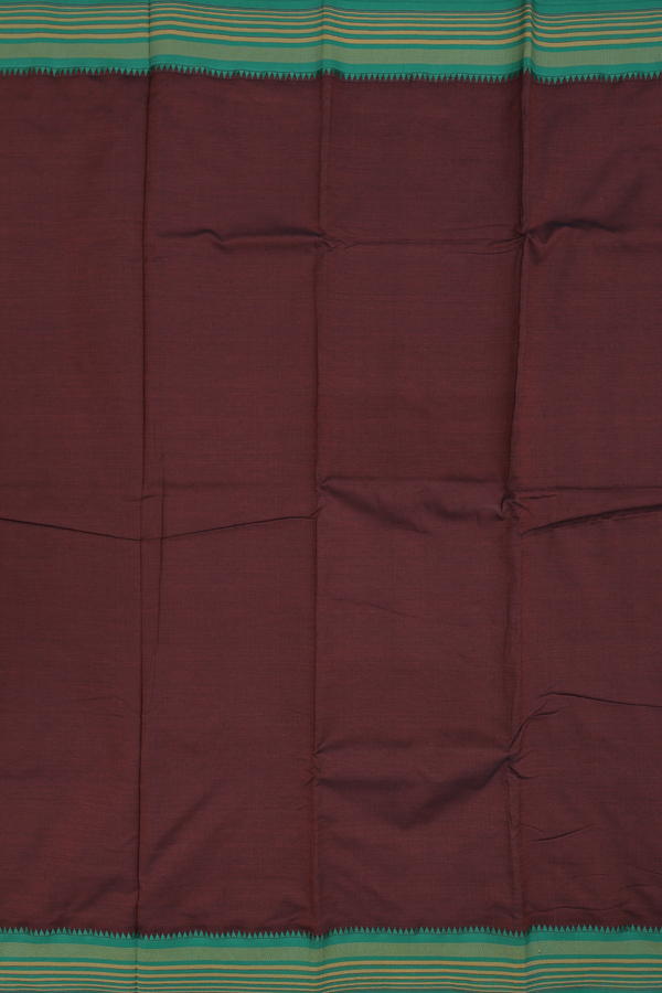 Dharwad Cotton Saree In Coffee Brown With Contrast Border