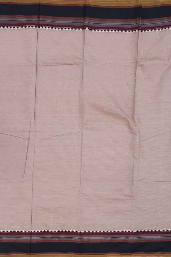 Dharwad Cotton Saree In Cream Color With Stripes Design