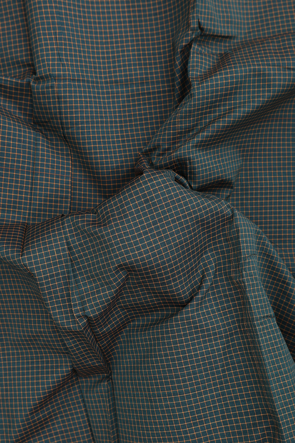 Dharwad Cotton Saree In Dark Green With Checks Design