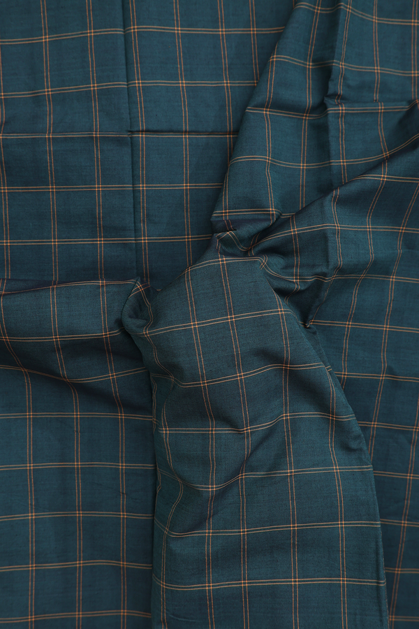 Dharwad Cotton Saree In Dark Green With Checks Design