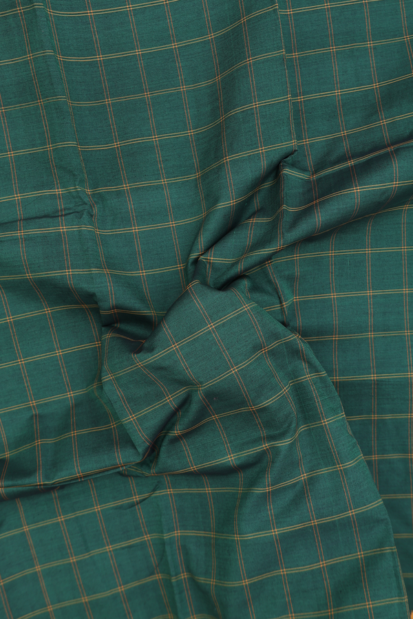 Dharwad Cotton Saree In Dark Green With Checks Design