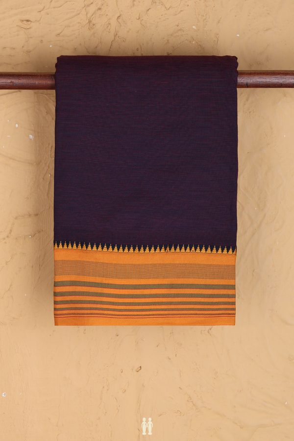 Dharwad Cotton Saree In Deep Purple With Contrast Border