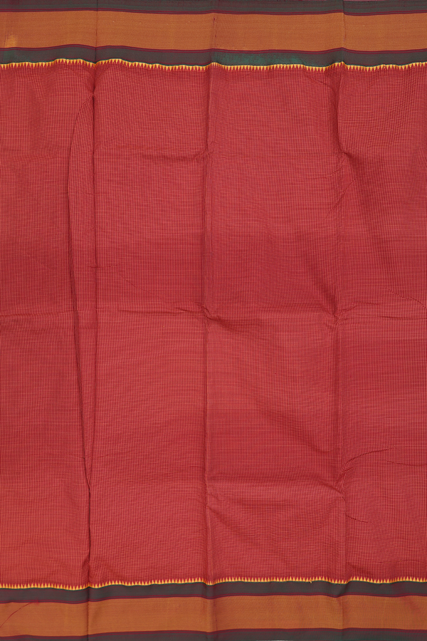 Dharwad Cotton Saree In Red With Checks Design