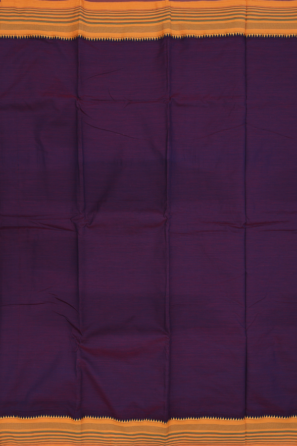 Dharwad Cotton Saree In Deep Purple With Contrast Border