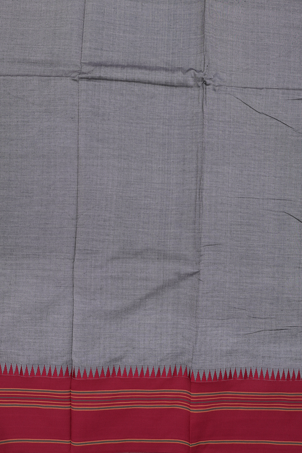Dharwad Cotton Saree In Grey With Contrast Border