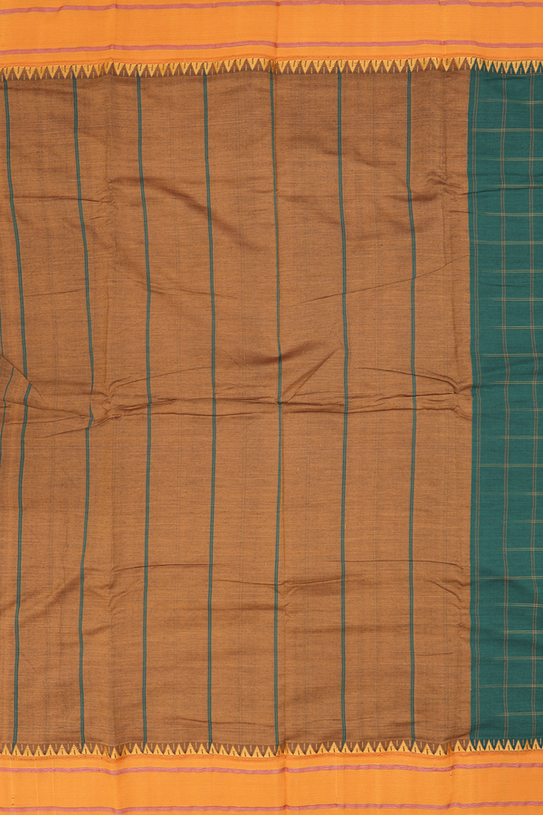 Dharwad Cotton Saree In Emerald Green With Checks Design