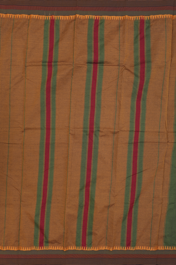 Dharwad Cotton Saree In Fern Green With Contrast Border