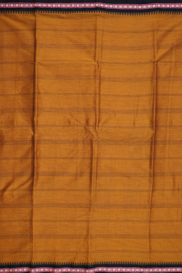 Dharwad Cotton Saree In Golden Brown With Stripes Design