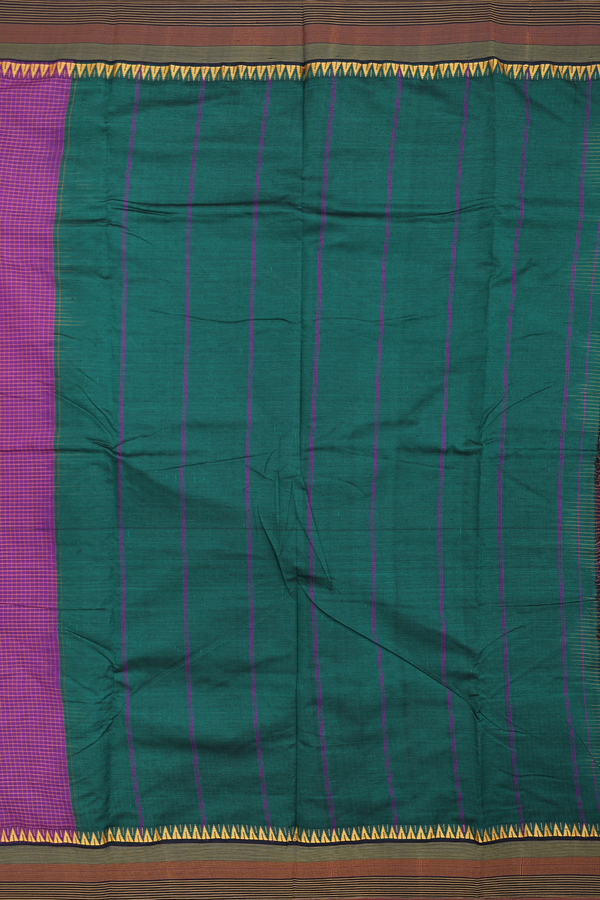 Dharwad Cotton Saree In Grape Purple With Checks Design