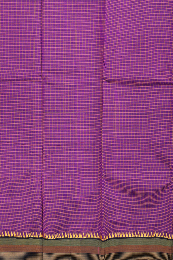 Dharwad Cotton Saree In Grape Purple With Checks Design