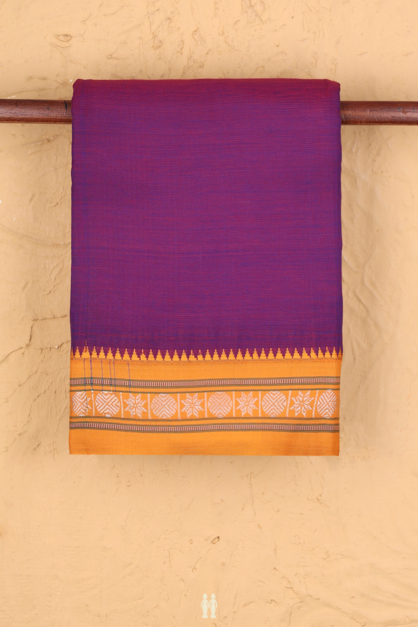 Dharwad Cotton Saree In Grape Purple With Contrast Border