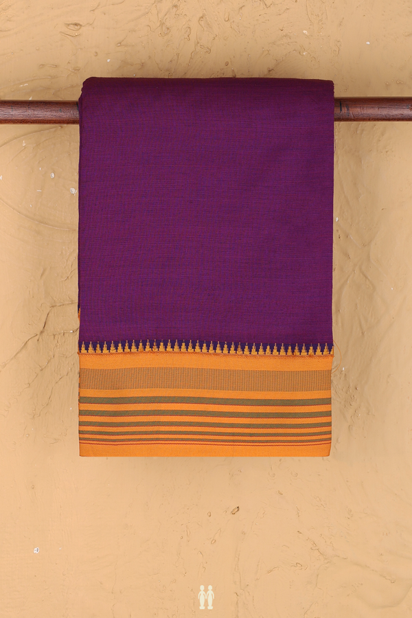 Dharwad Cotton Saree In Grape Purple With Contrast Border