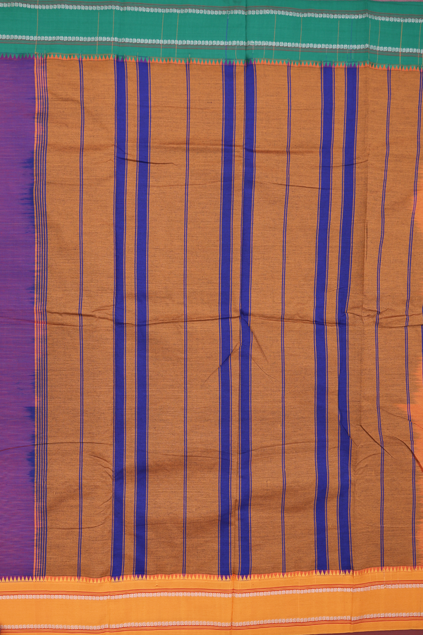 Dharwad Cotton Saree In Grape Purple With Stripes Design