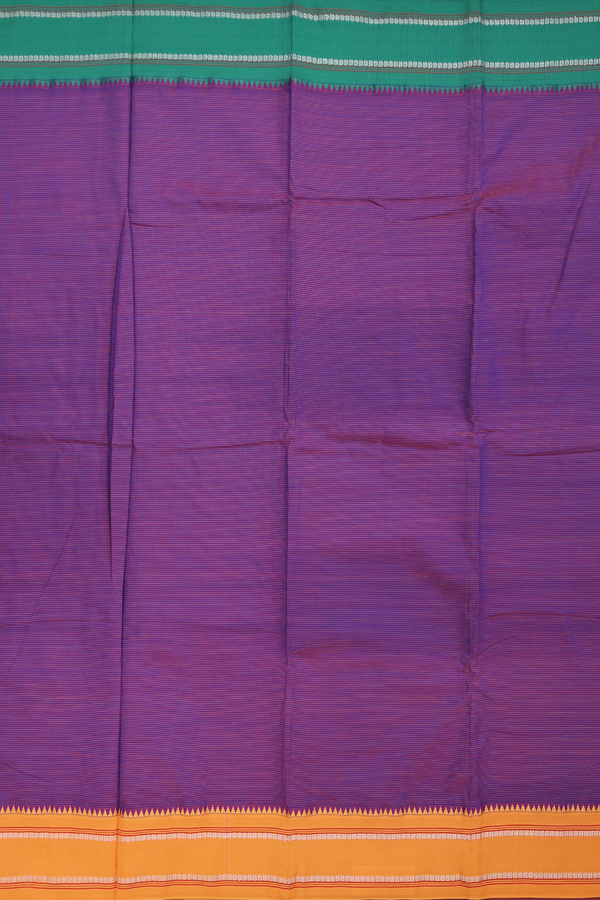 Dharwad Cotton Saree In Grape Purple With Stripes Design