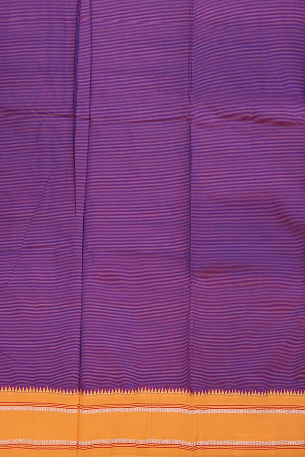 Dharwad Cotton Saree In Grape Purple With Stripes Design