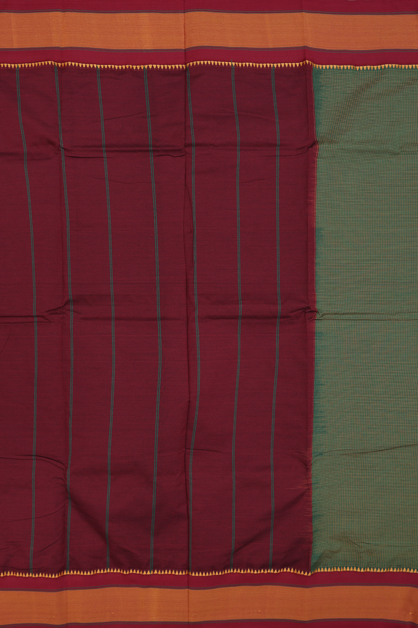 Dharwad Cotton Saree In Green With Checks Design