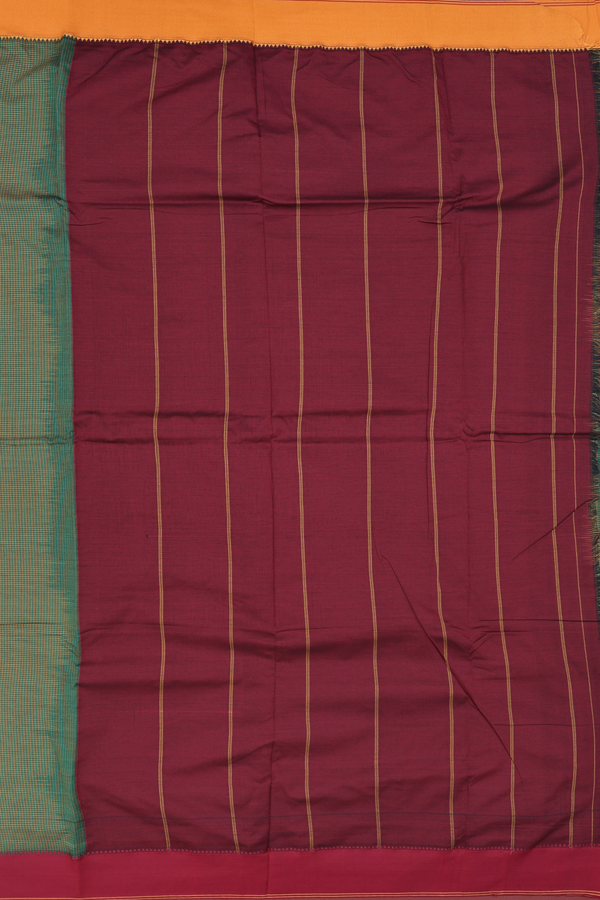 Dharwad Cotton Saree In Green With Checks Design