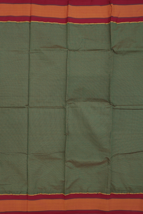 Dharwad Cotton Saree In Green With Checks Design