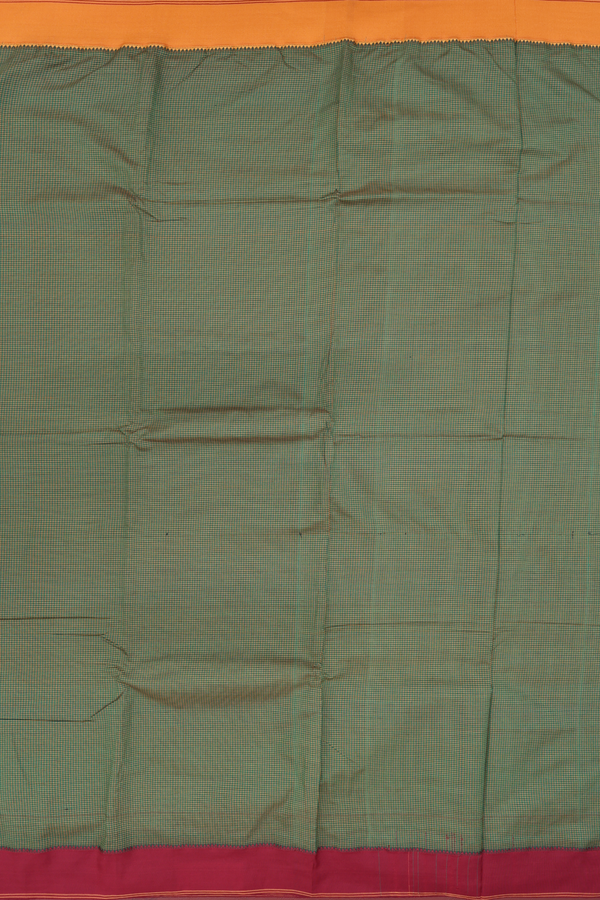 Dharwad Cotton Saree In Green With Checks Design