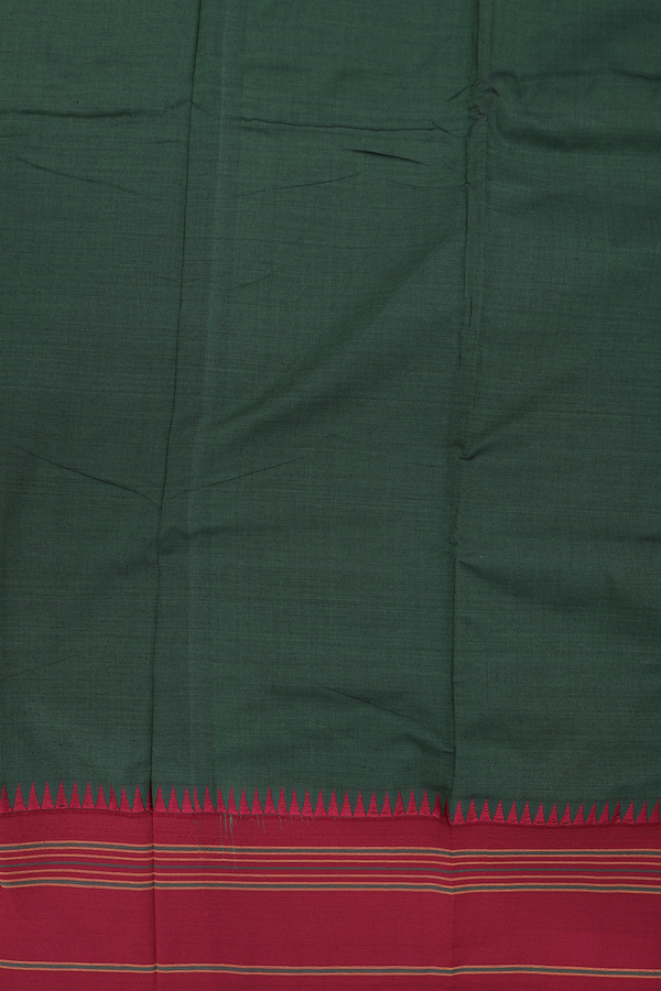Dharwad Cotton Saree In Green With Contrast Border