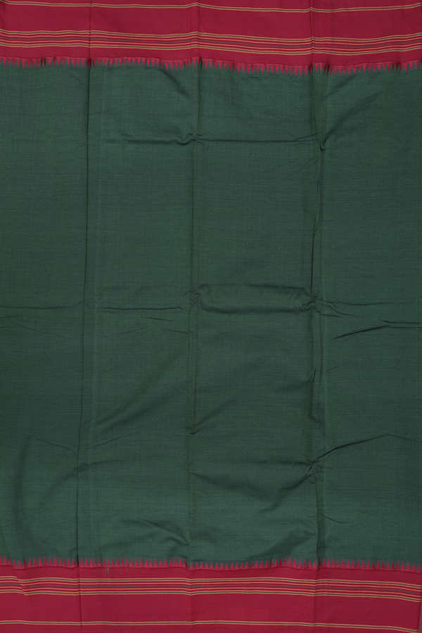 Dharwad Cotton Saree In Green With Contrast Border
