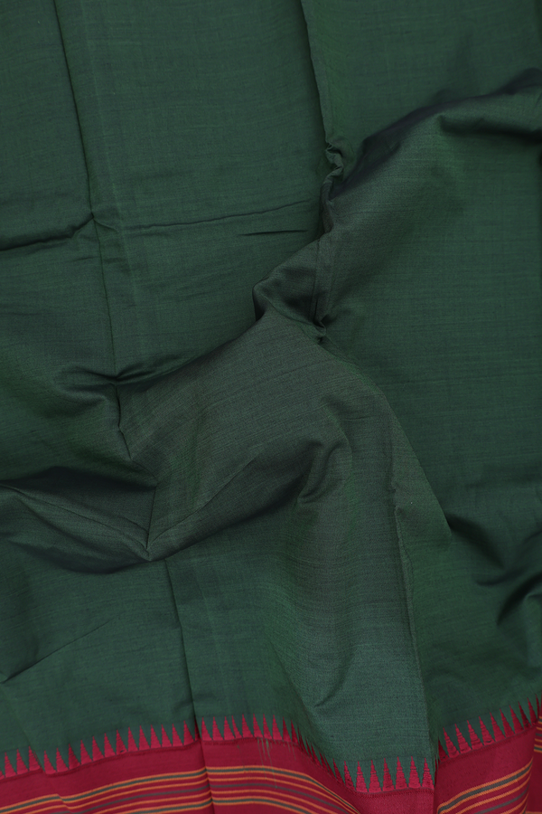 Dharwad Cotton Saree In Green With Contrast Border