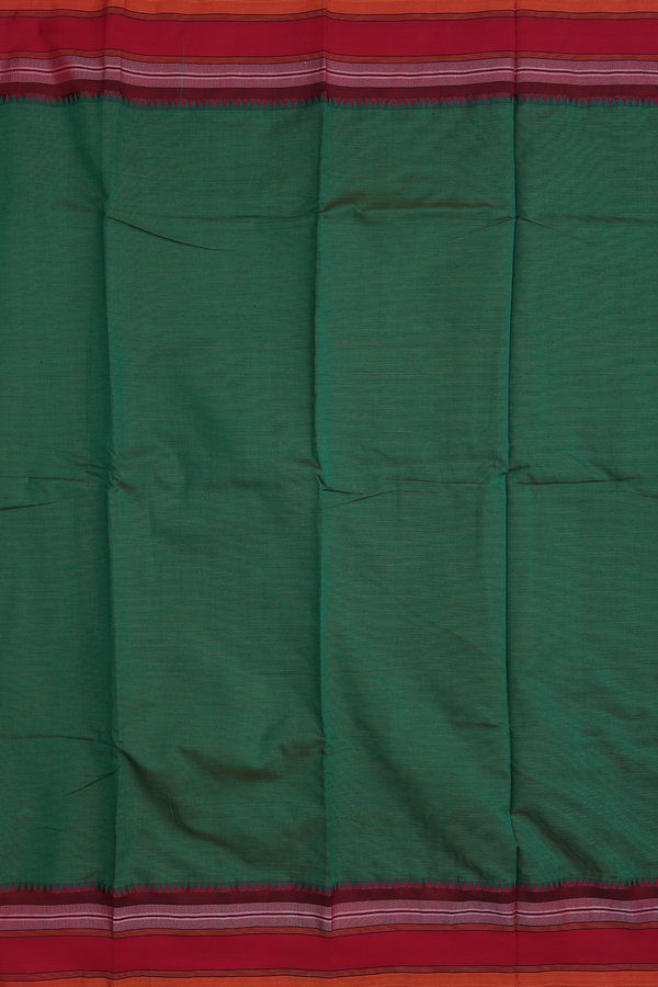Dharwad Cotton Saree In Green With Stripes Design
