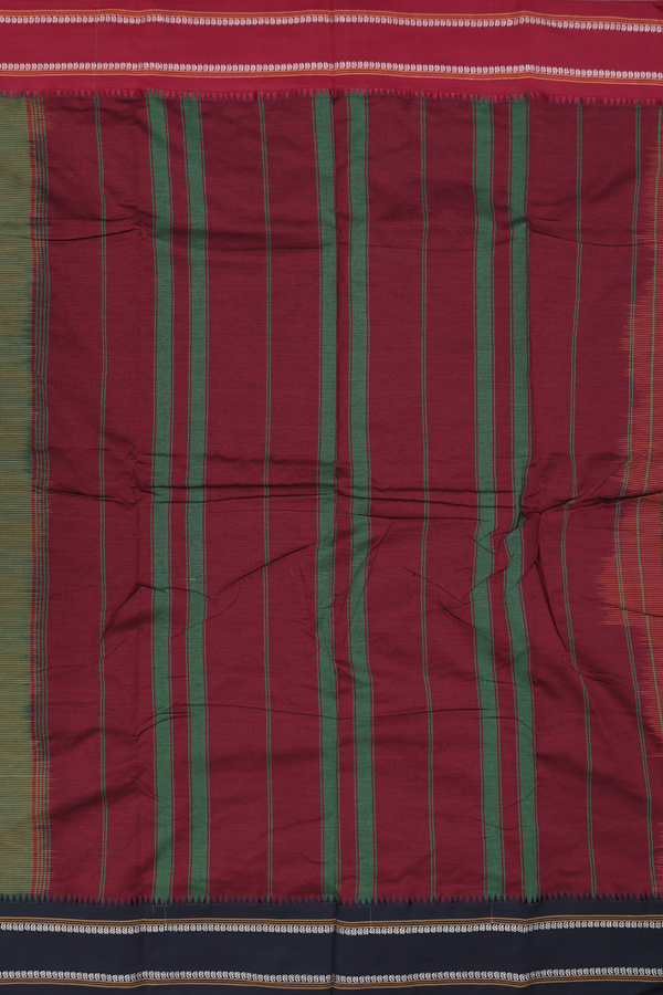 Dharwad Cotton Saree In Green With Stripes Design