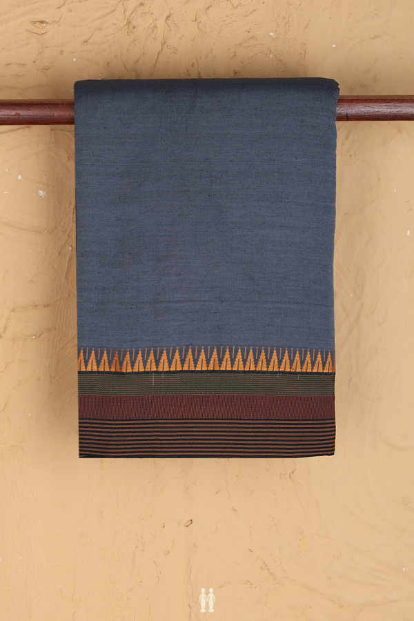 Dharwad Cotton Saree In Grey With Contrast Border