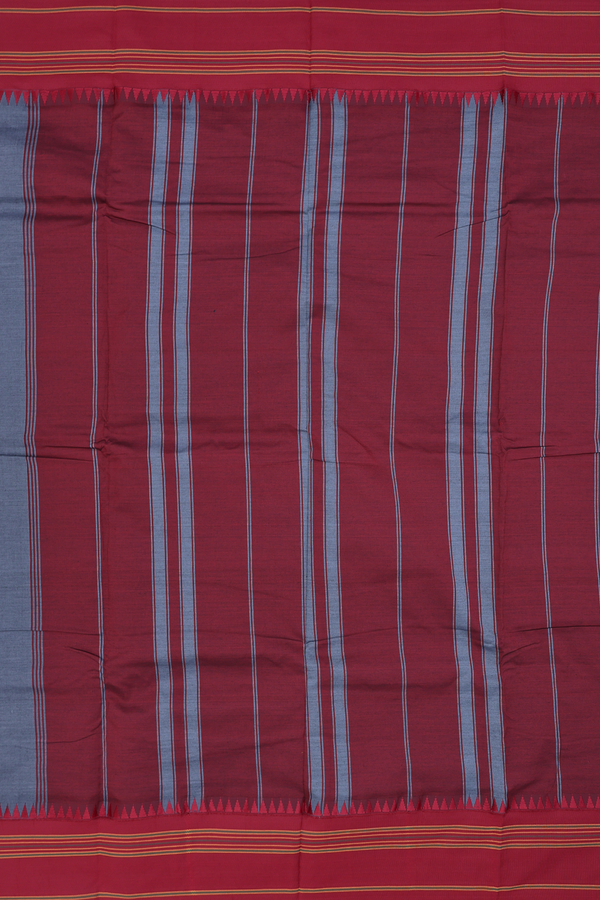 Dharwad Cotton Saree In Grey With Contrast Border