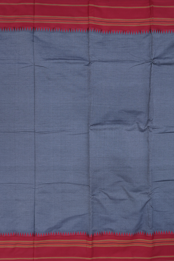 Dharwad Cotton Saree In Grey With Contrast Border