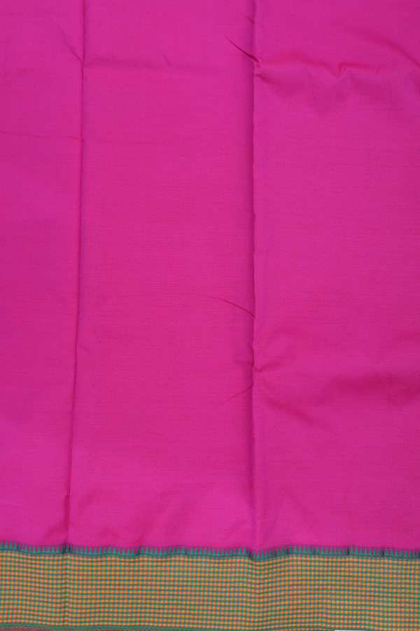 Dharwad Cotton Saree In Magenta With Checks Border