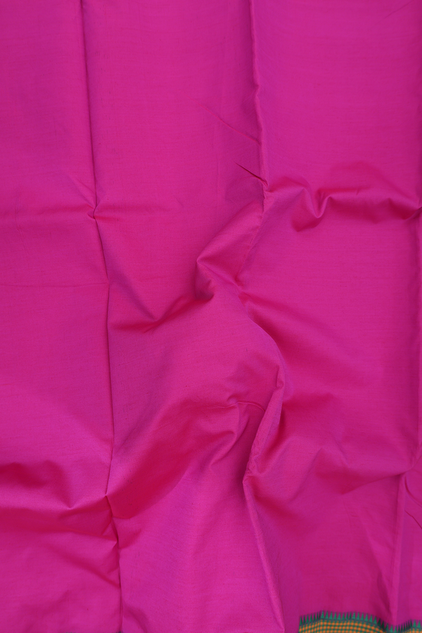 Dharwad Cotton Saree In Magenta With Checks Border