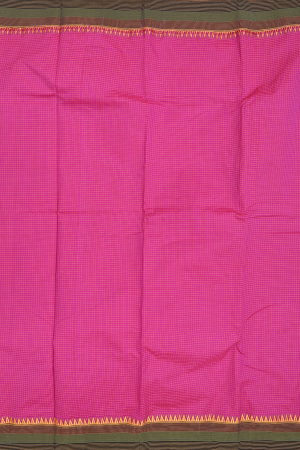 Dharwad Cotton Saree In Magenta With Checks Design