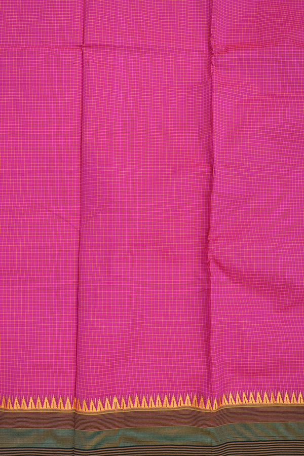 Dharwad Cotton Saree In Magenta With Checks Design