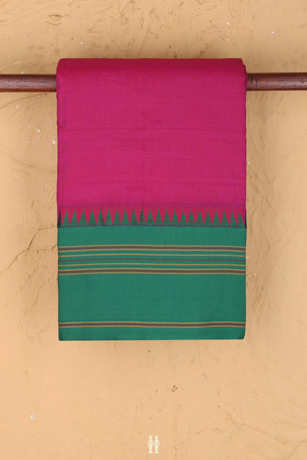 Dharwad Cotton Saree In Magenta With Contrast Border