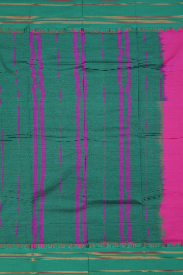 Dharwad Cotton Saree In Magenta With Contrast Border