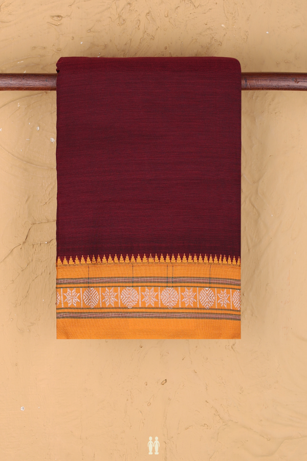 Dharwad Cotton Saree In Maroon With Contrast Border
