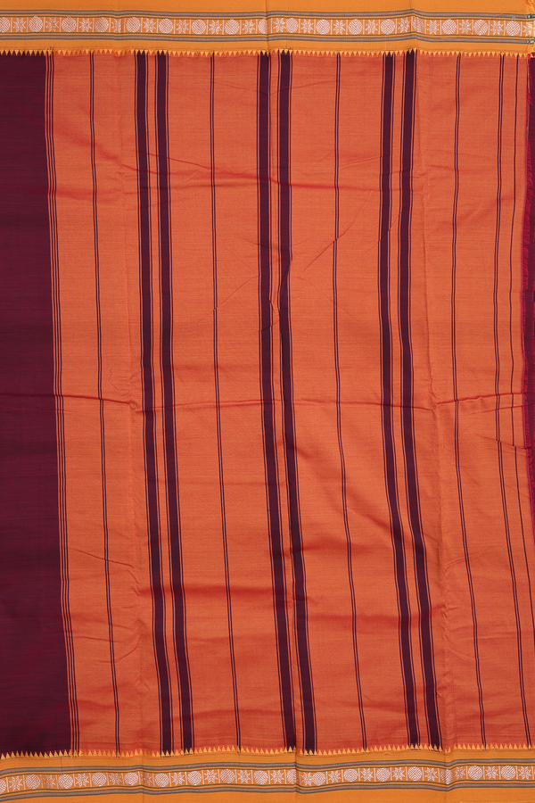Dharwad Cotton Saree In Maroon With Contrast Border