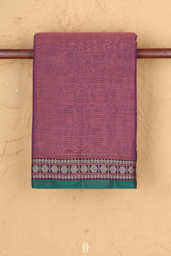 Dharwad Cotton Saree In Mulberry With Rudraksh Border