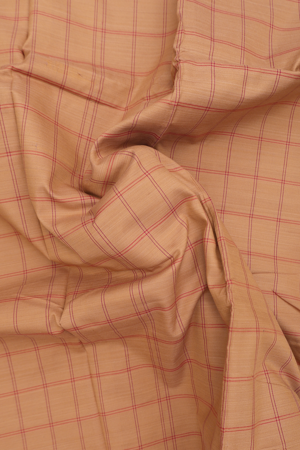 Dharwad Cotton Saree In Mustard Brown With Checks Design
