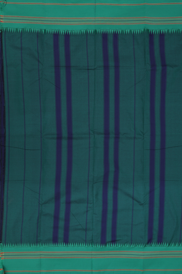 Dharwad Cotton Saree In Navy Blue With Contrast Border