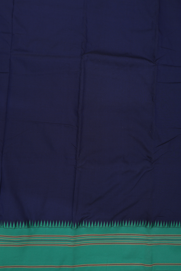 Dharwad Cotton Saree In Navy Blue With Contrast Border