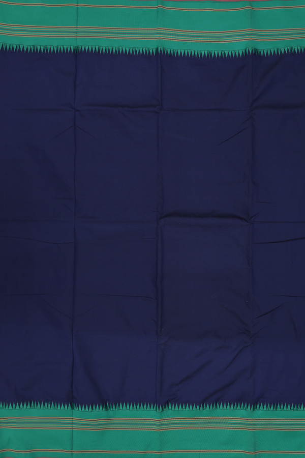 Dharwad Cotton Saree In Navy Blue With Contrast Border